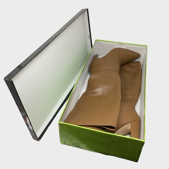 Sam Edelman Raakel Knee-High Boot 9.5 Block Heel Pointed Chocolate Leather NIB - Picture 4 of 4